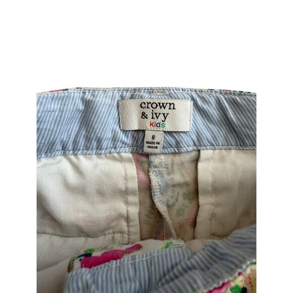 CROWN & IVY Kids Girls Scalloped Floral Short Size 8 - Picture 4 of 6